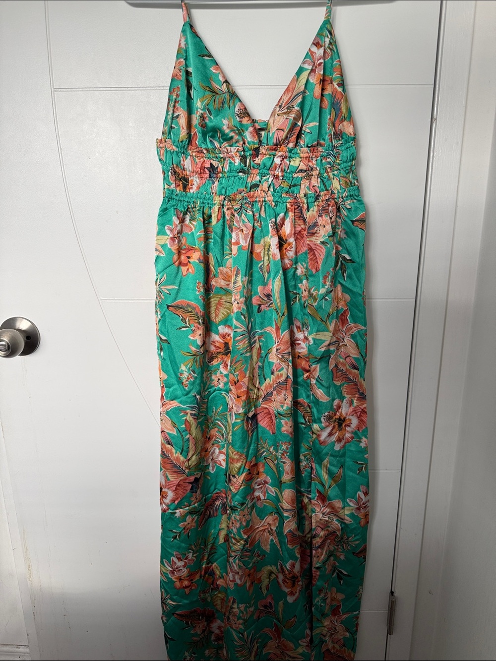 Green Tropical Floral Maxi Dress